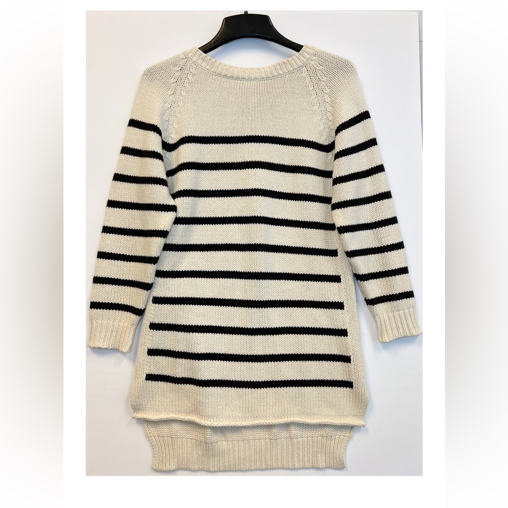 Cream and navy striped nautical knit sweater! Designer dress By Malene Birger
